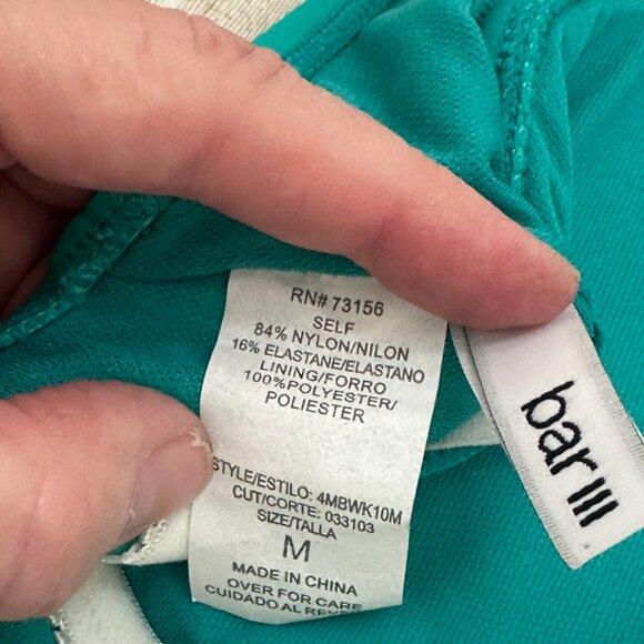 Bar III Turquoise One-Piece Monokini Swimsuit M Cowl Neck Cutout Gold Hardware - Picture 14 of 14